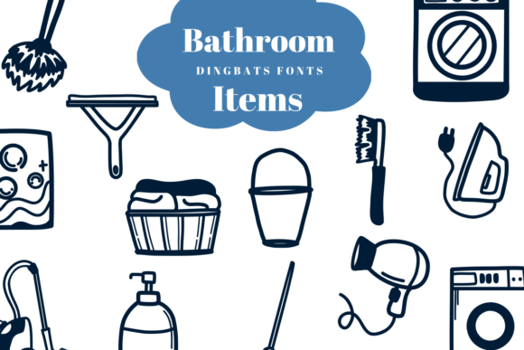 Bathroom Items: A Sketch-Style Dingbats Font for Marketers