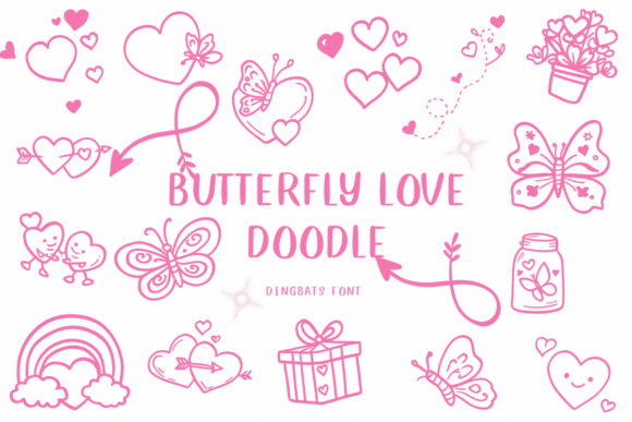 Butterfly Love Doodle: A Hand-Drawn Dingbat Font for Digital Design