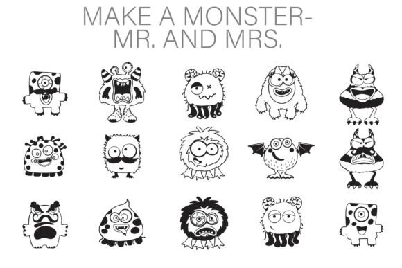 Make-a-monster Mr and Mrs: Spooky Dingbat Font for Web Designers