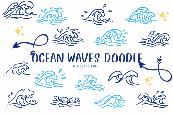 Ocean Waves Doodle Font: Sketch-Style Dingbats for Handmade Projects